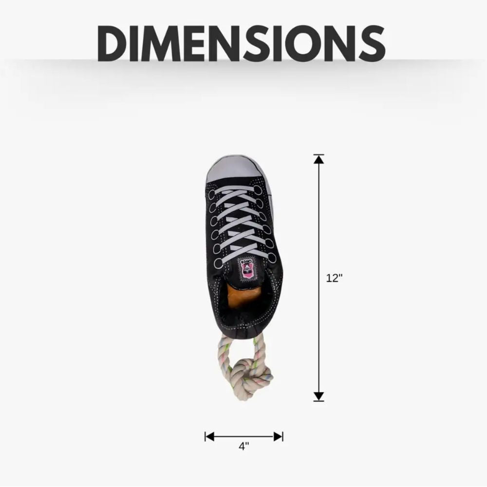 Squeaky Comfort Plush Sneaker Dog Toy – with Treat Compartment, Safe & Durable – Black by American Pet Supplies
