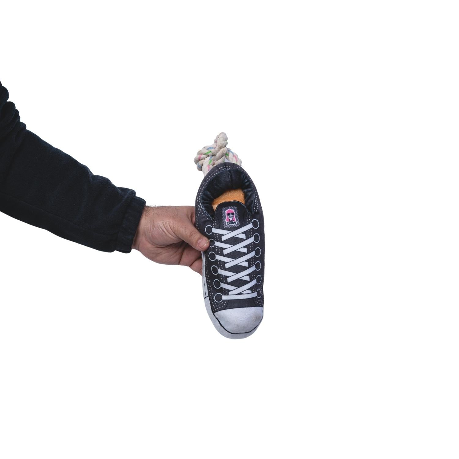 Squeaky Comfort Plush Sneaker Dog Toy – with Treat Compartment, Safe & Durable – Black by American Pet Supplies