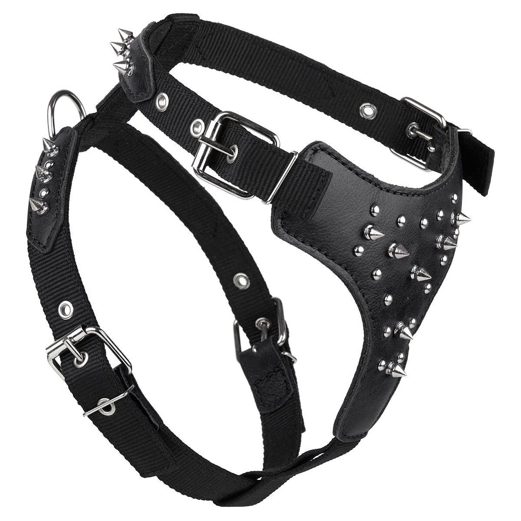 Leather + Nylon Spiked Dog Harness by Dogline