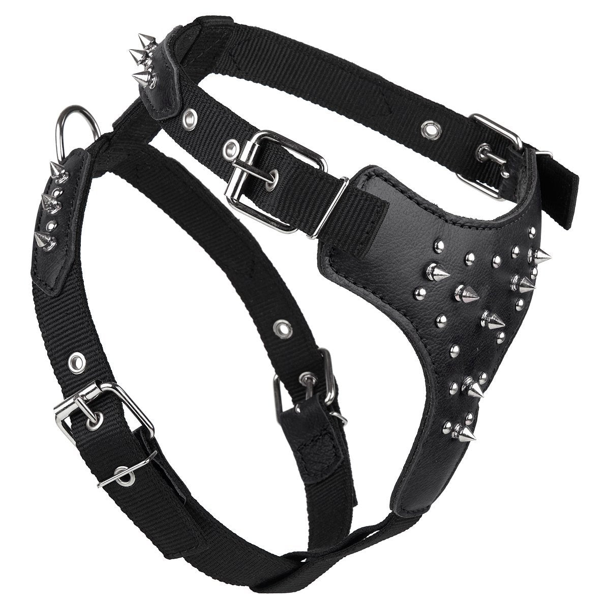 Leather + Nylon Spiked Dog Harness by Dogline
