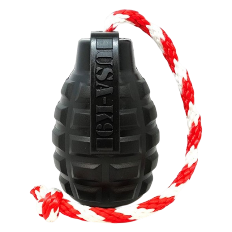 USA-K9 Magnum Grenade - Black Magnum Rubber Chew Toy for Extreme Chewers | USA Made by SodaPup/True Dogs, LLC
