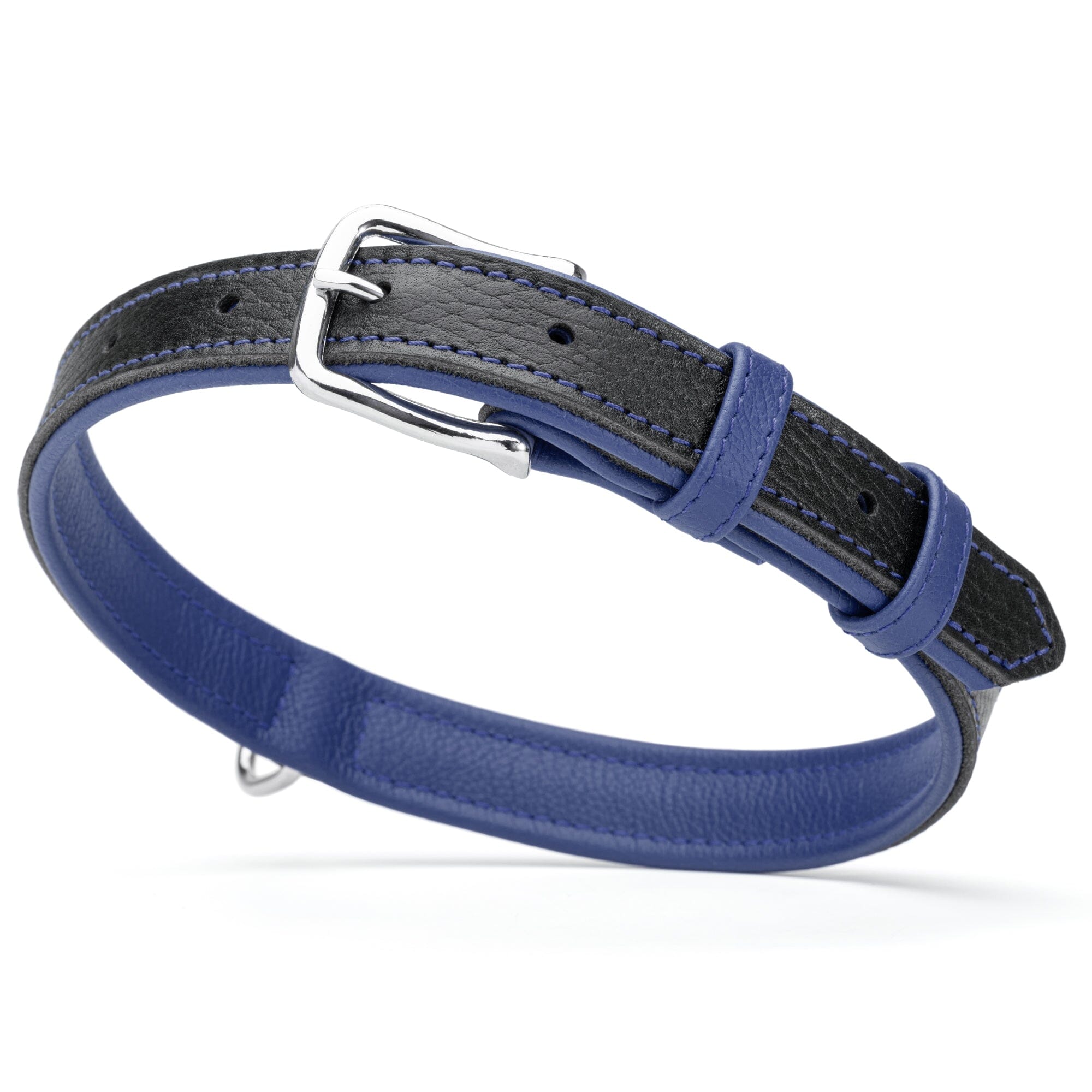 Soft Leather Dual-Color Flat Dog Collar by Dogline