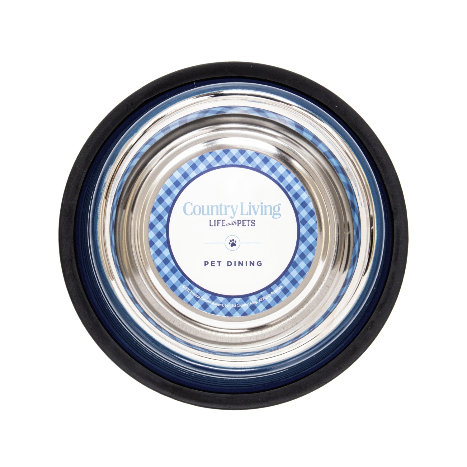 Country Living Set of 2 Ribbed Non-Slip Pet Bowls – Poseidon Blue by American Pet Supplies