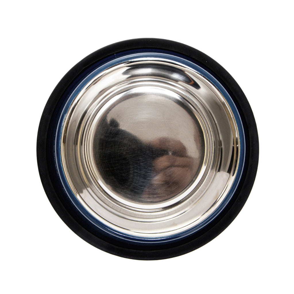 Country Living Set of 2 Ribbed Non-Slip Pet Bowls – Poseidon Blue by American Pet Supplies