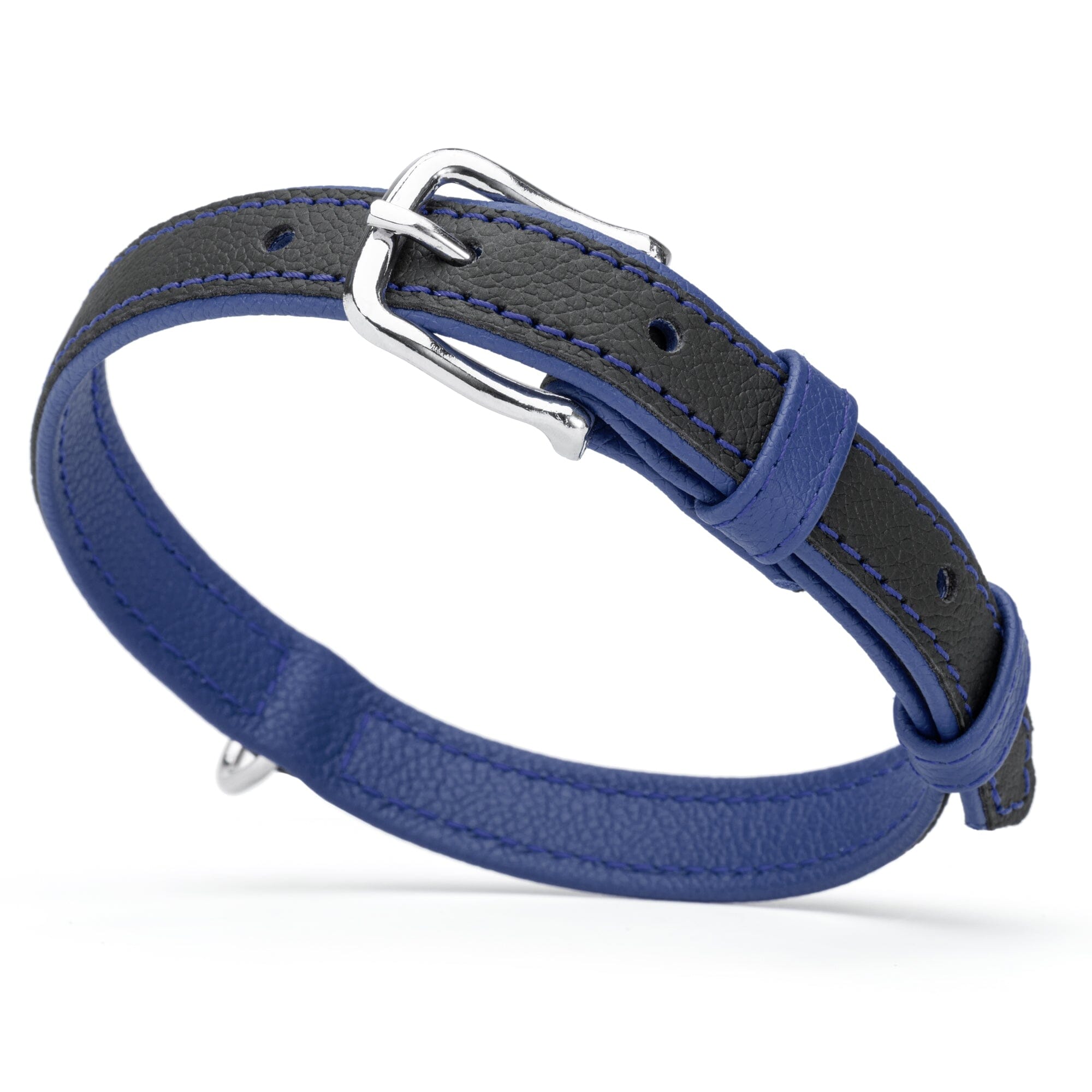 Soft Leather Dual-Color Flat Dog Collar by Dogline