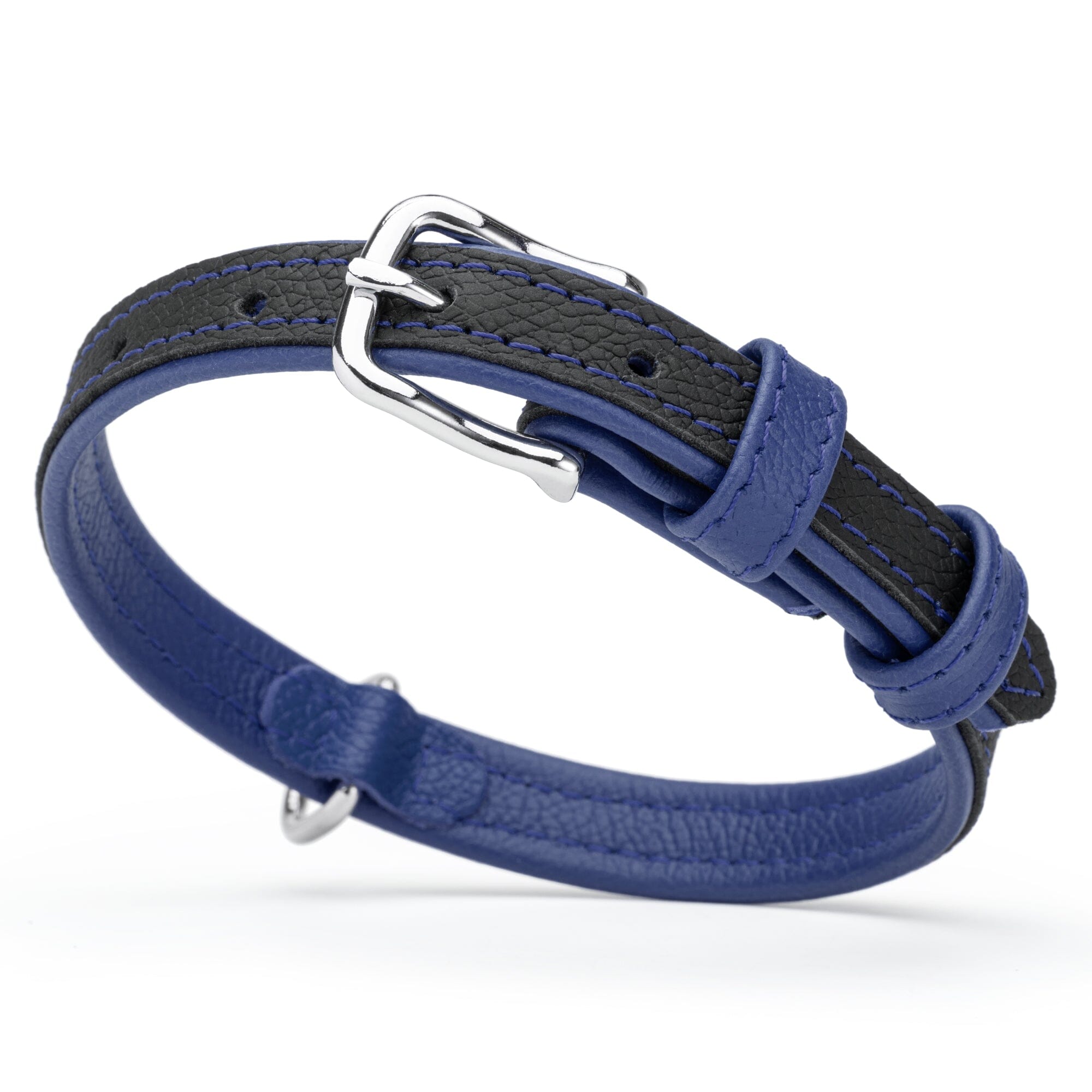 Soft Leather Dual-Color Flat Dog Collar by Dogline