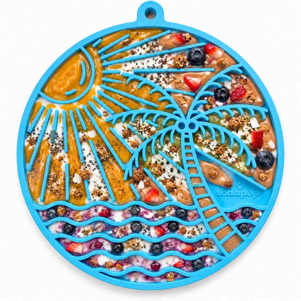 Sun n' Sea eMat - Enrichment Lick Mat For Dogs and Cats - With Suction Cups - Beach Design | USA Made by SodaPup/True Dogs, LLC