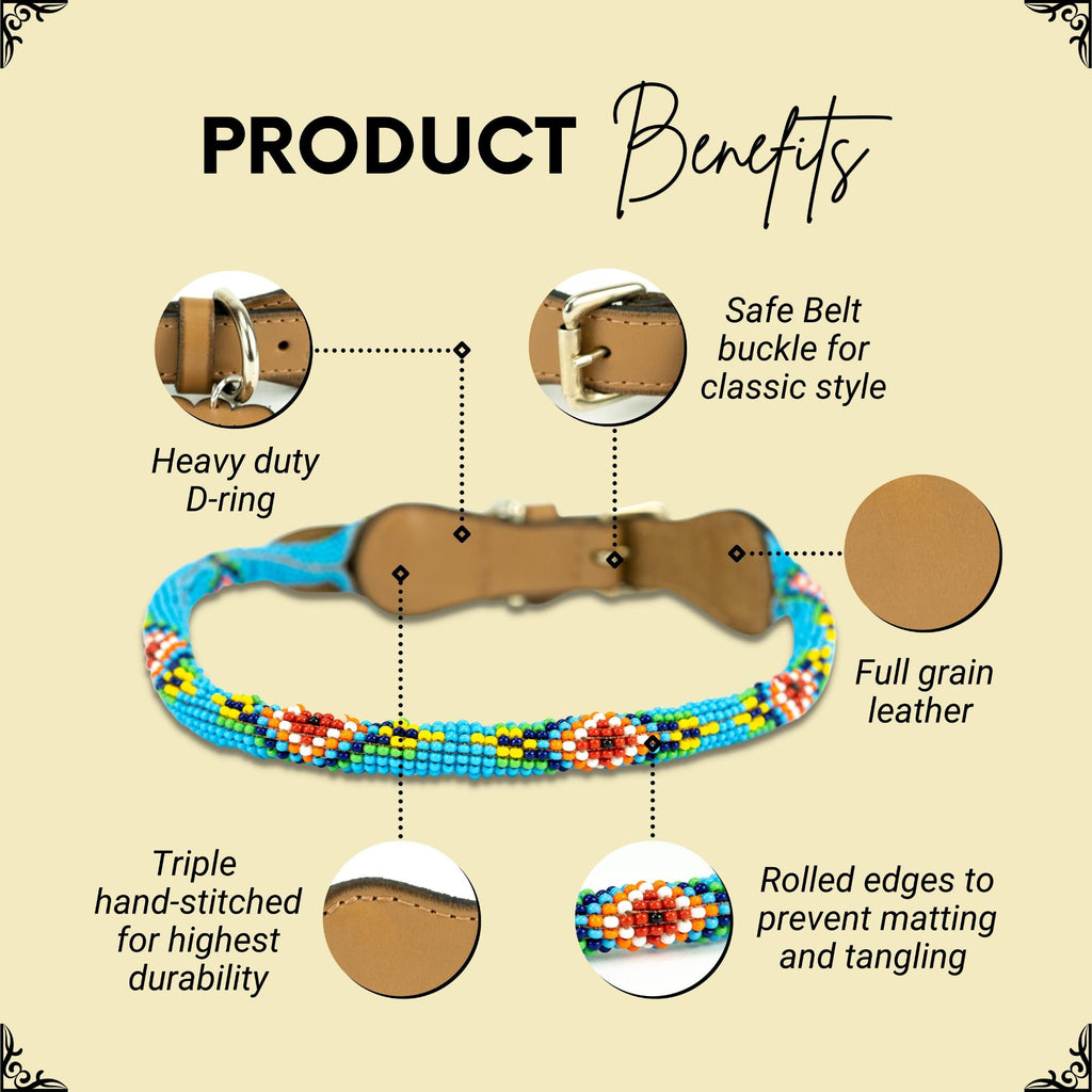 Blue Vogue Sambboho dog collar (rolled) by Sambboho