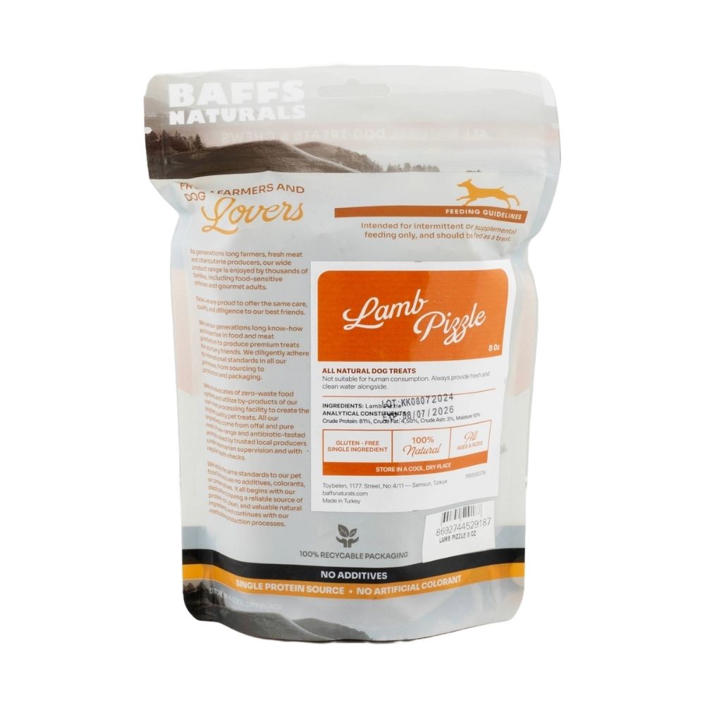 BAFFS NATURALS Braided Lamb Pizzle Chews – Long-Lasting, All-Natural Dog Treats (8oz Bag) by American Pet Supplies