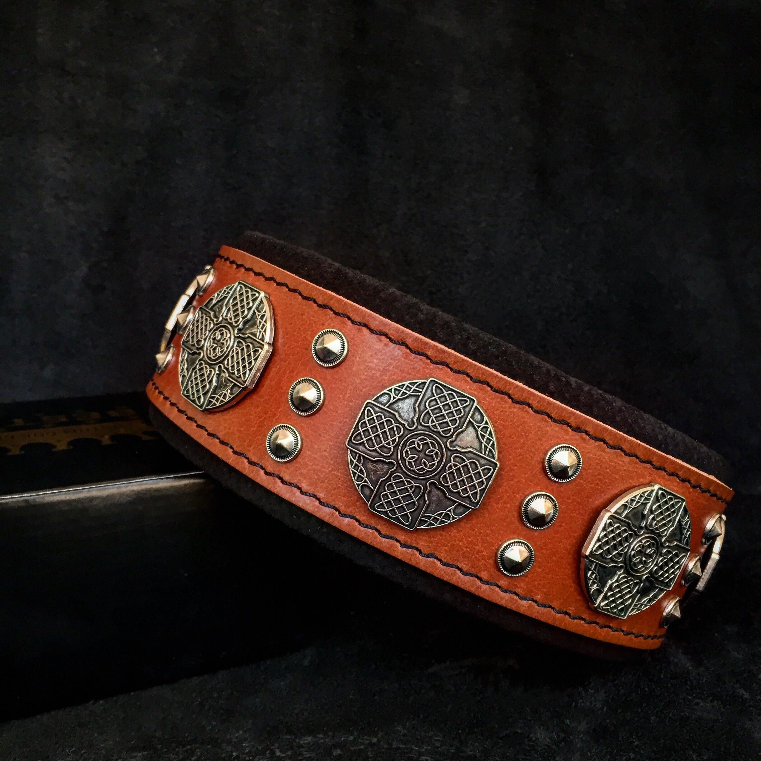 The "Maximus" collar 2.5 inch wide black & silver by Bestia Dog Gear