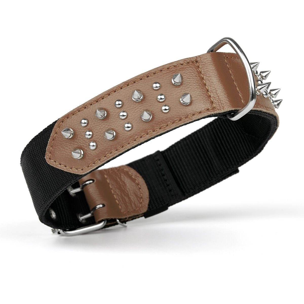 Leather + Nylon Spiked Dog Collar by Dogline