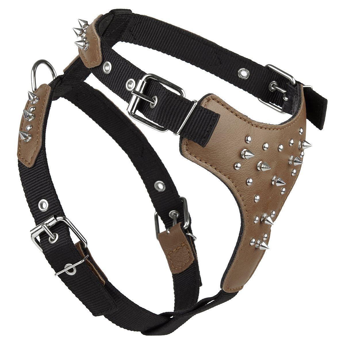 Leather + Nylon Spiked Dog Harness by Dogline