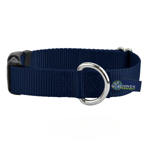 5/8″ and 1″ Navy Blue Nylon Dog Collar by 2 Hounds Design