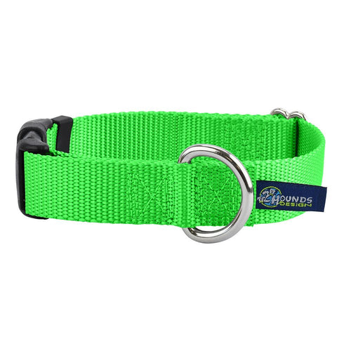 5/8″ and 1″ Neon Green Nylon Dog Collar by 2 Hounds Design