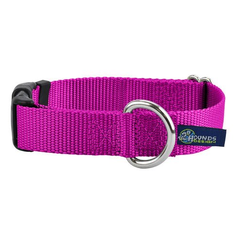 5/8″ and 1″ Raspberry Nylon Dog Collar by 2 Hounds Design