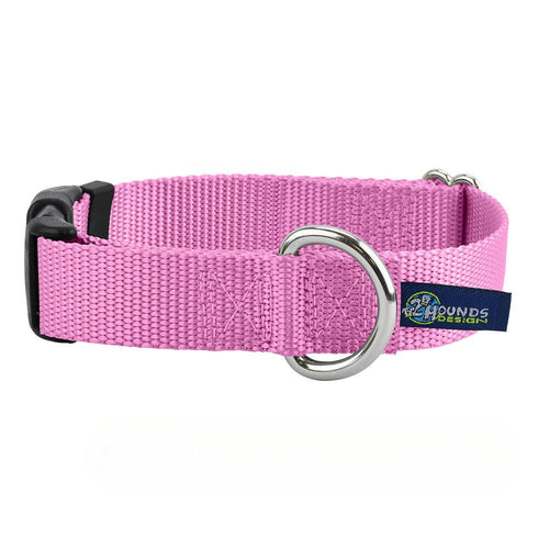 5/8″ and 1″ Rose Pink Nylon Dog Collar by 2 Hounds Design