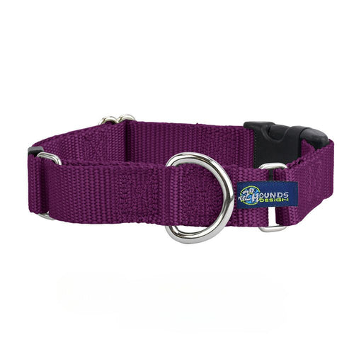 5/8″ and 1″ Burgundy Nylon Buckle Martingale Dog Collar by 2 Hounds Design