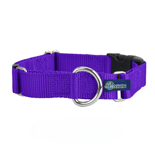 5/8″ and 1″ Purple Nylon Buckle Martingale Dog Collar by 2 Hounds Design