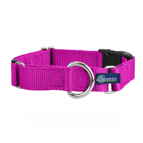 5/8″ and 1″ Raspberry Nylon Buckle Martingale Dog Collar by 2 Hounds Design