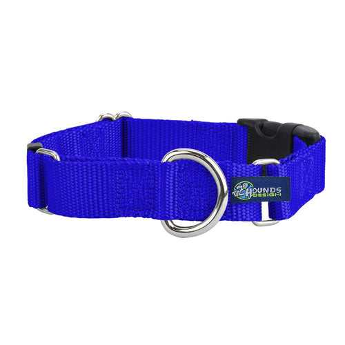 5/8″ and 1″ Royal Blue Nylon Buckle Martingale Dog Collar by 2 Hounds Design