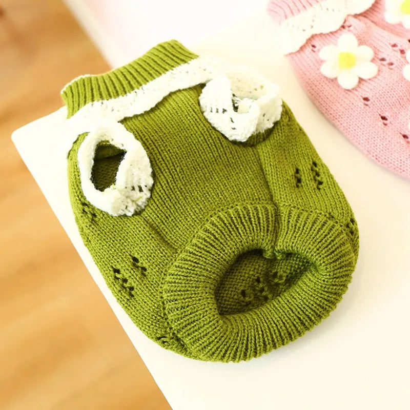 Pet Warm Sweater With Flowers