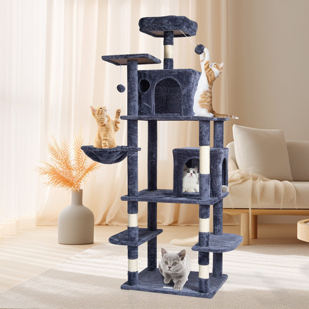 Cat Tree Cat Tower with Cat Condos Sisal Scratching Post Dark Grey by VetsPetStore