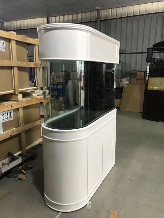 120 Gallon U-Shape Bullnose Peninsula Divider Glass Aquarium Reef-Ready in Premium Cherry Real Wood Furniture