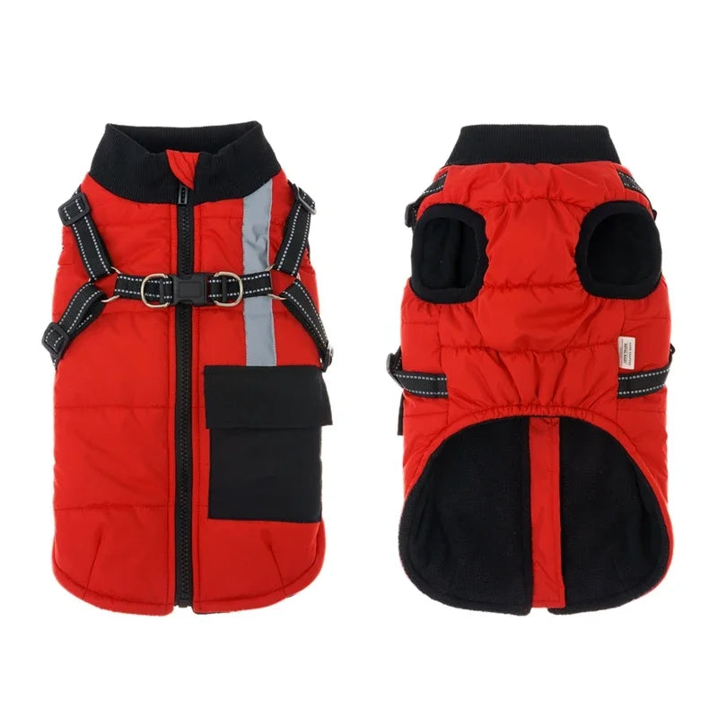 Winter Warm Dog Clothes With Harness, Windproof Pet Vest by Love My Pet