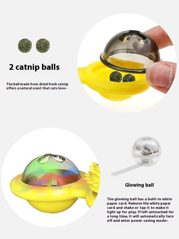 Cat Entertainment Set- Rotating Disk, Feather Teasers, Tumbler, Windmill Toy