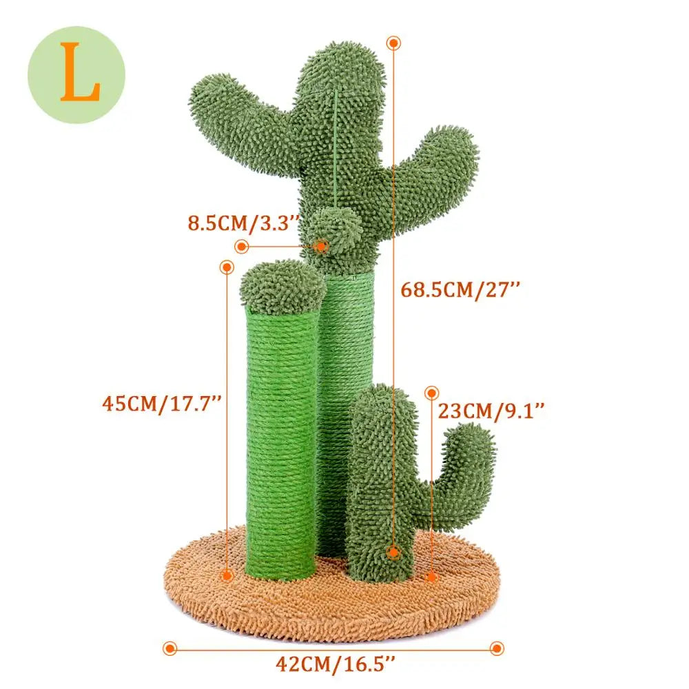 Cute Cactus Cat Tree With Toy Ball Scratching Post