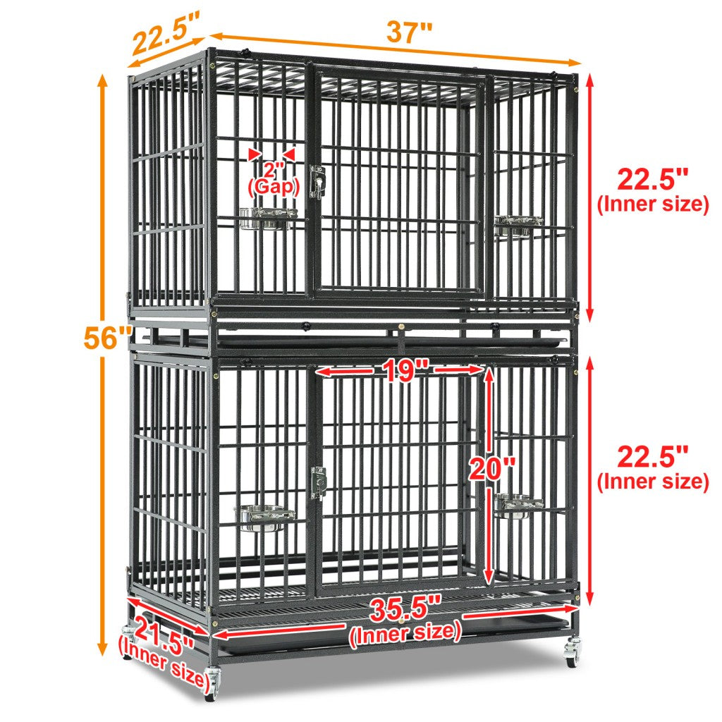 37" Stackable Heavy Duty Dog Crate 371D07 by Homey Pet Official