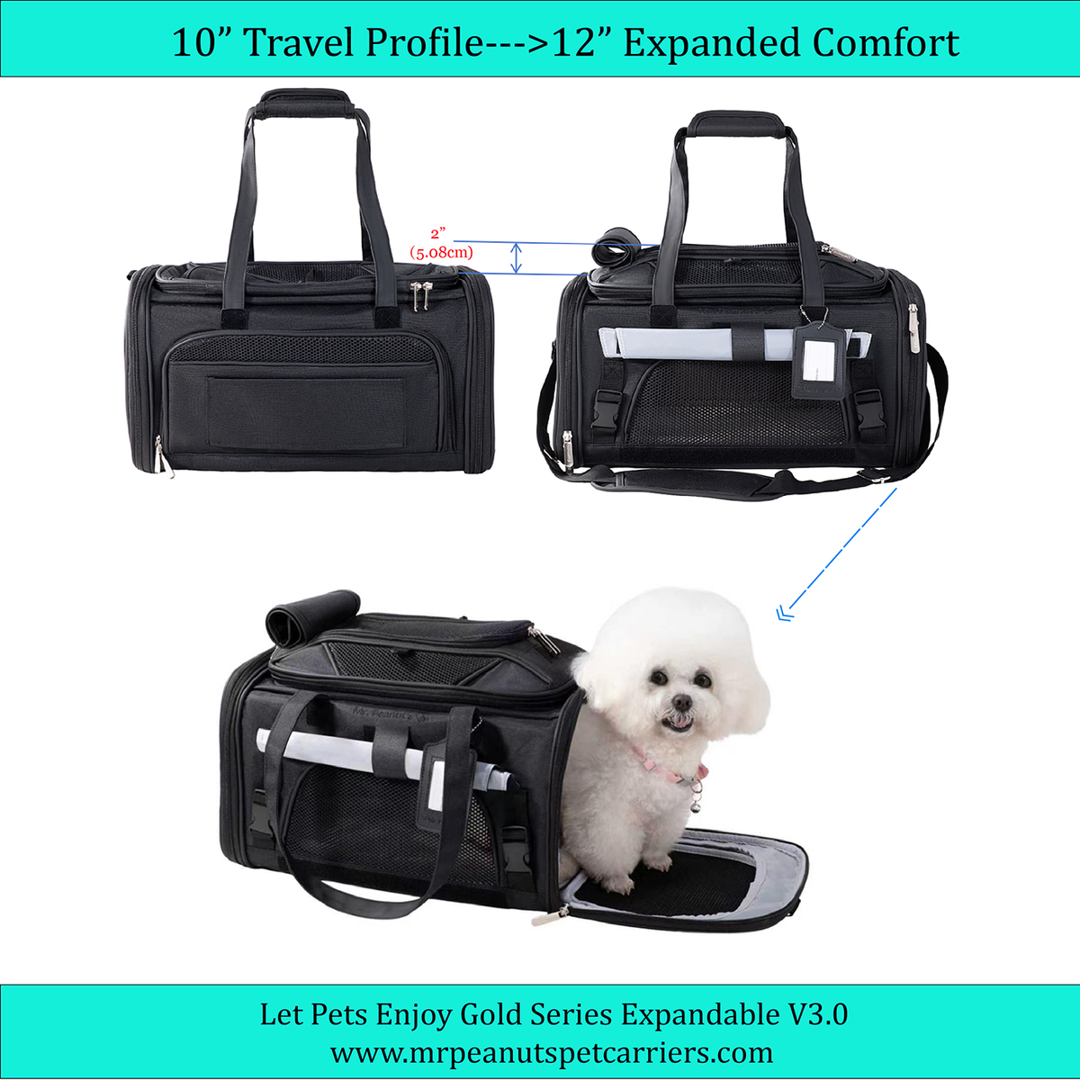 Mr. Peanut's Gold Series Expandable V3.0 Pet Carrier - Updated Model Landing 9/15 by Mr. Peanut's Pet Carriers