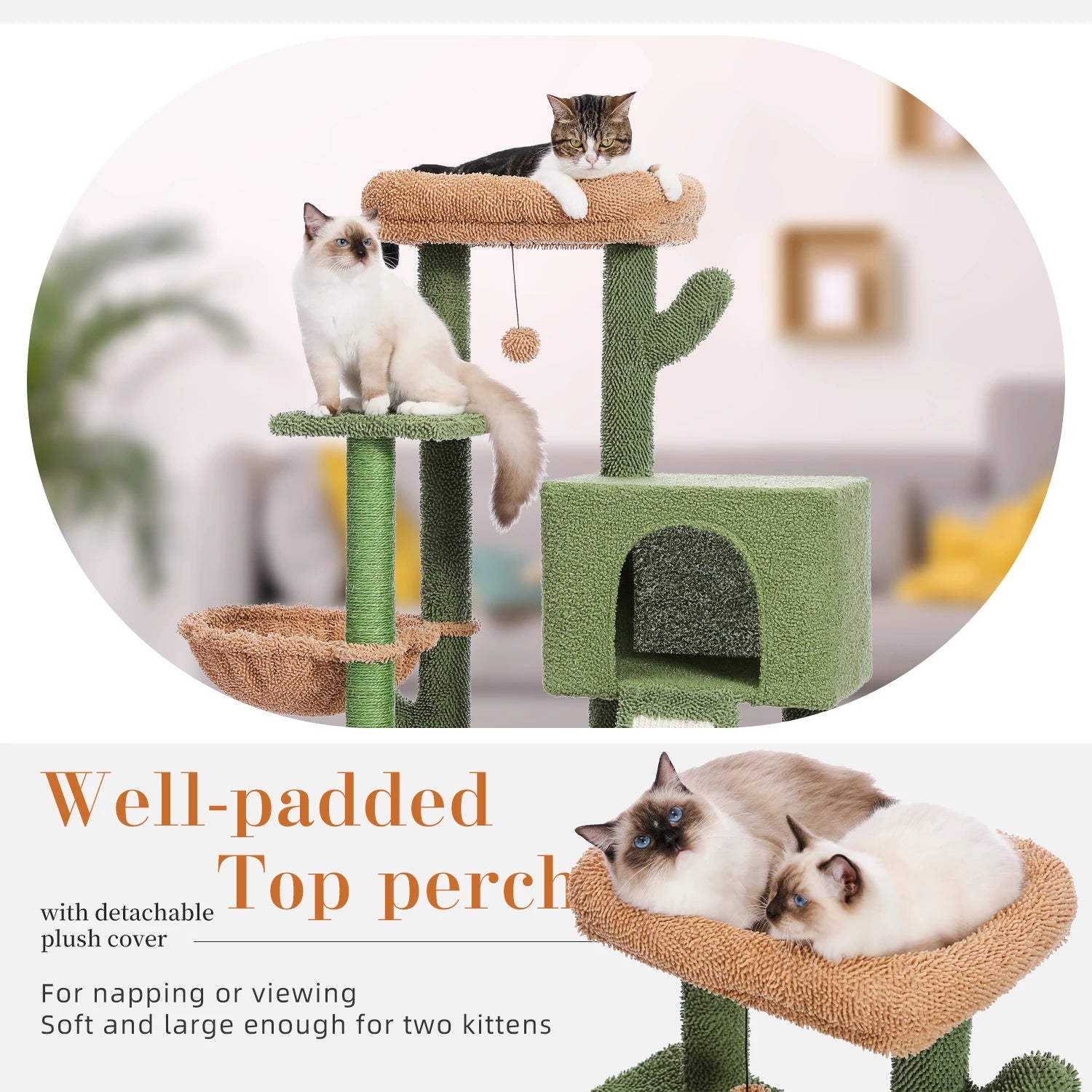 Cactus Cat Tree Tower with Sisal Scratching Post by Love My Pet