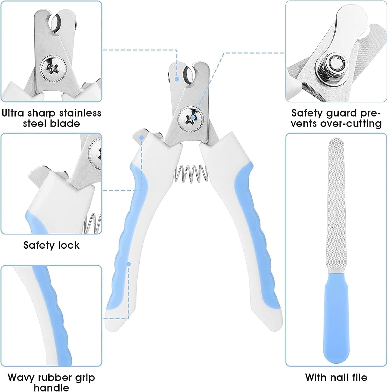 7pcs Pet Grooming Kit, Self-Cleaning Brush Shedding Kit With Nail Clipper, Flea Comb, Shampoo Bath Brush, Finger Toothbrush by VetsPetStore