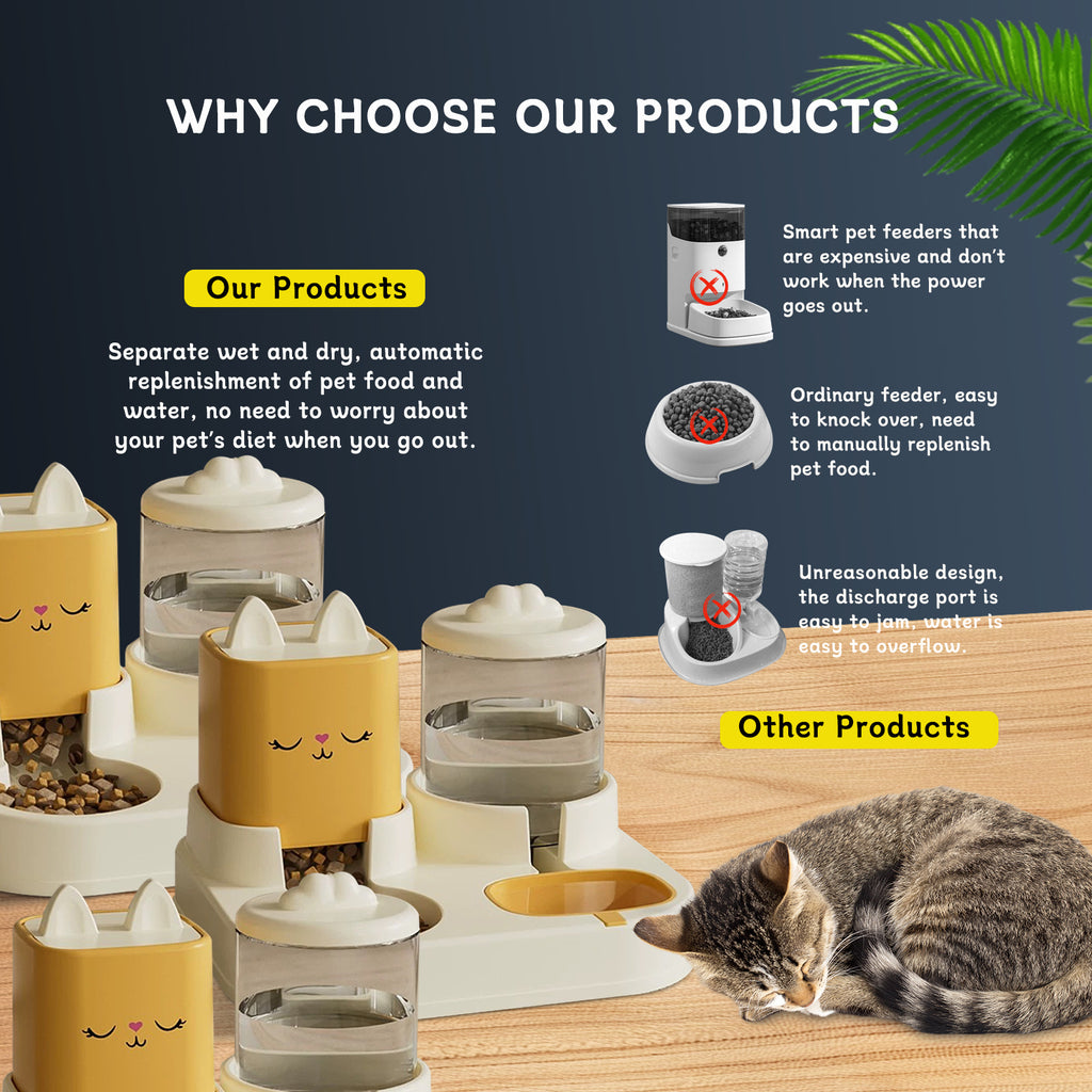 Cute Pet Feeding And Drinking Station, With Dry And Wet Separation by VetsPetStore