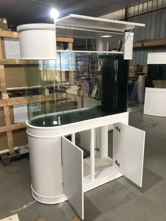 120 Gallon U-Shape Bullnose Peninsula Divider Glass Aquarium Reef-Ready in Premium Cherry Real Wood Furniture