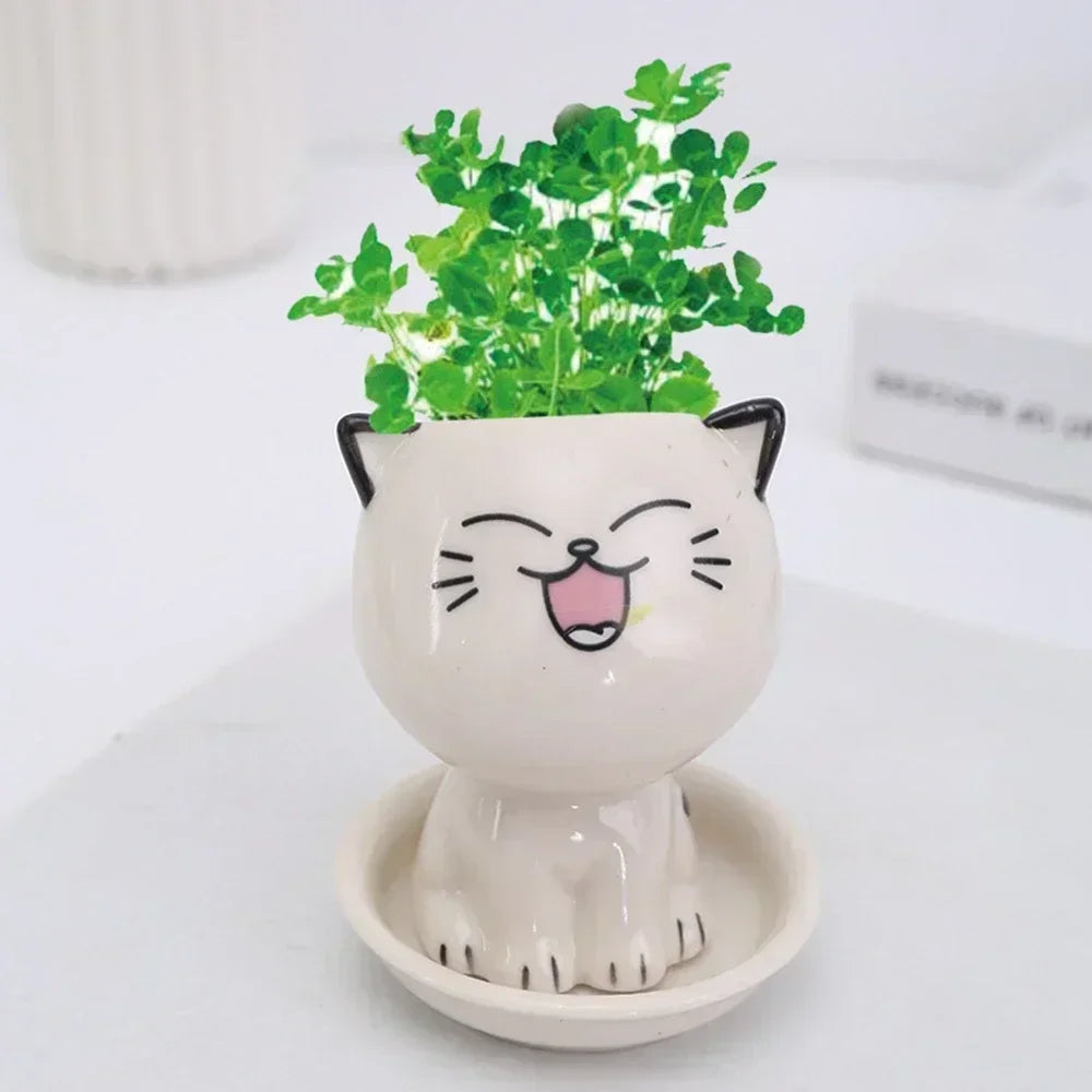 Ceramic Cat Shaped Cartoon Plant Pot by Love My Pet