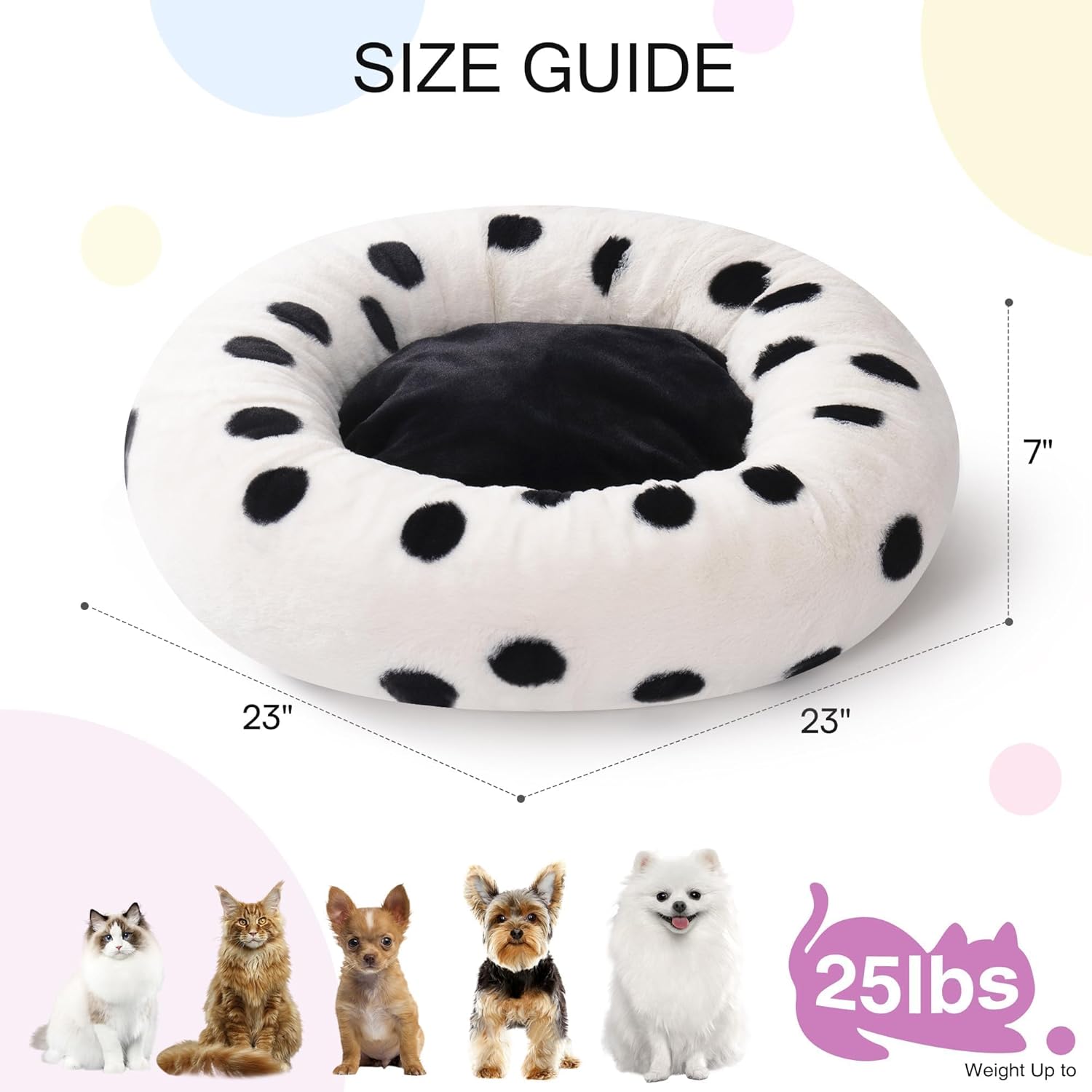 Donut Cat Bed for Indoor Cats - 23 Inch Round Washable with Non-Slip Bottom by VetsPetStore
