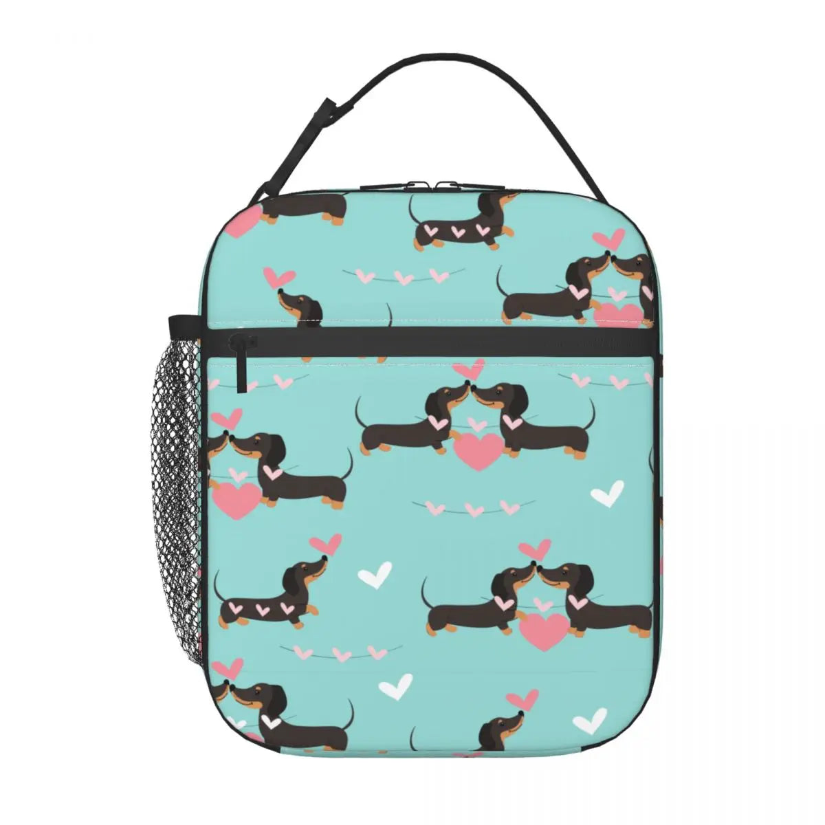 Dachshund Dogs In Love And Hearts Insulated Lunch Bags by Love My Pet