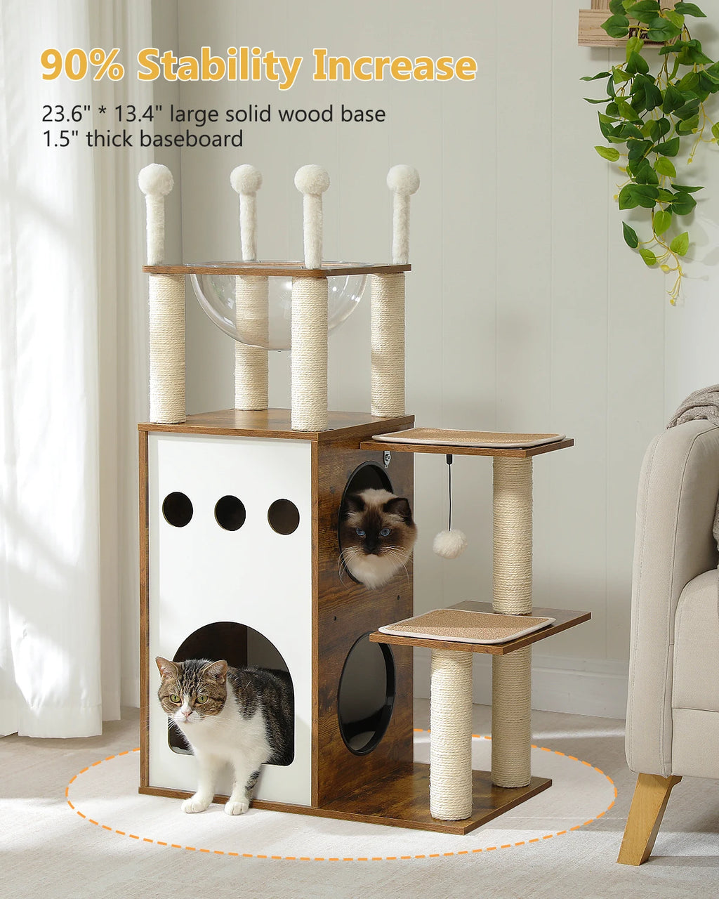 Modern Wood Cat Tree And Heavy Duty Scratch Post by Love My Pet