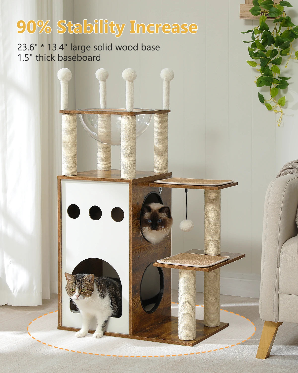 Modern Wood Cat Tree And Heavy Duty Scratch Post by Love My Pet