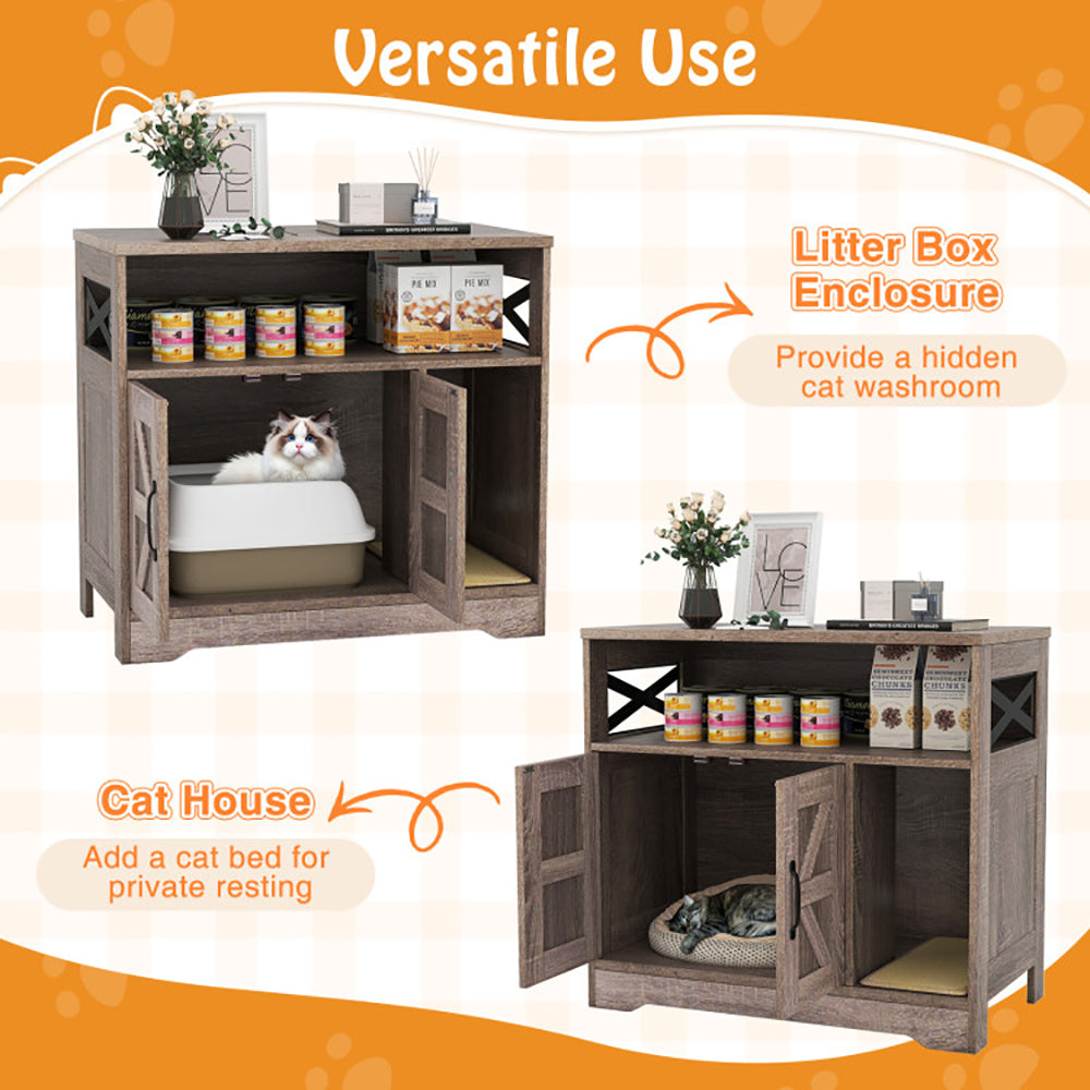 Cat Litter Box Enclosure Hidden Cat Box Furniture with Storage by VetsPetStore