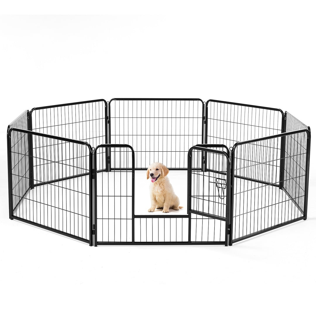Dog Playpen Indoor Fence Height Metal Exercise Pen With Door Small Puppy-Medium-Large Dogs Animal Pet For Outdoor, Garden, Yard by VetsPetStore