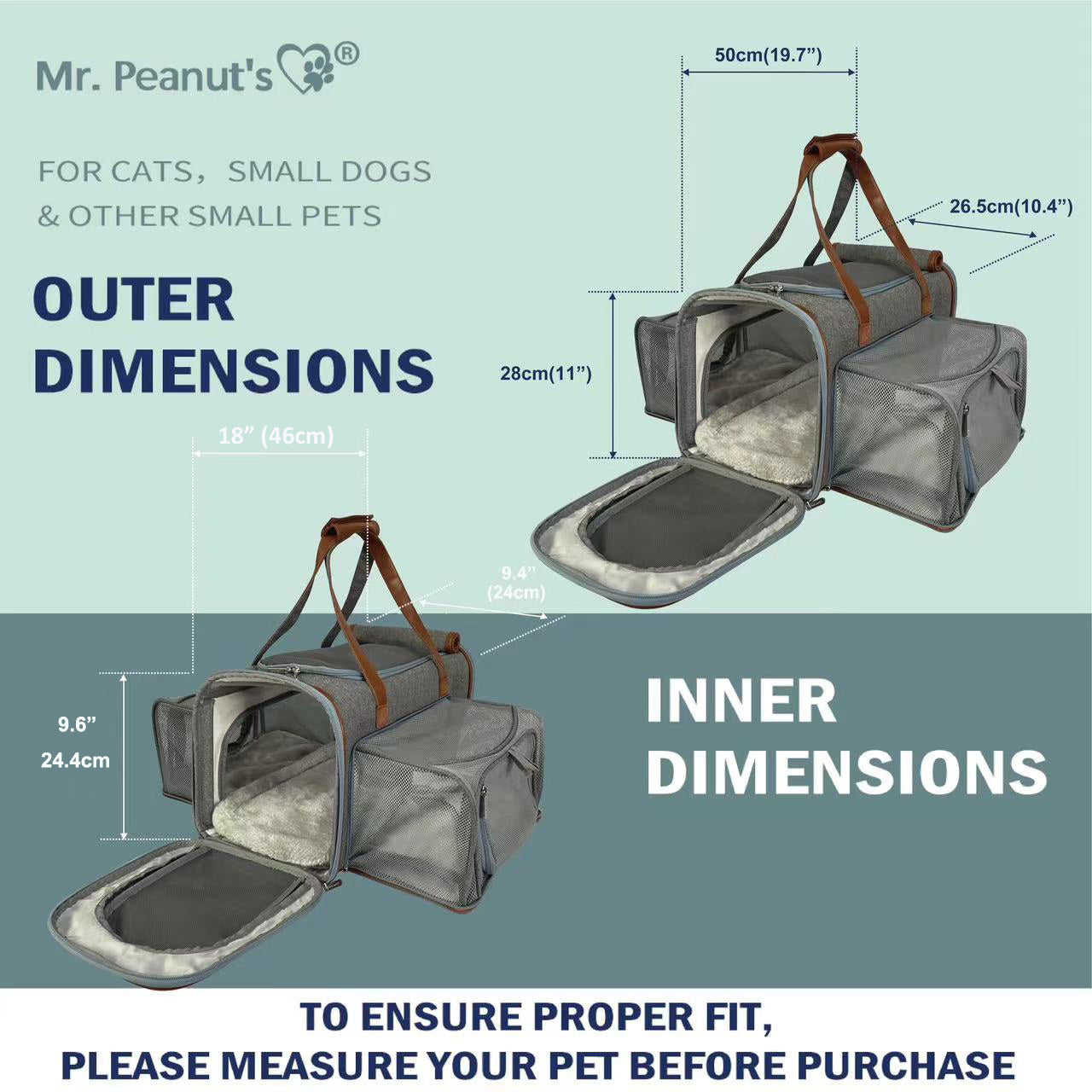 Mr. Peanut's Gold Series Big Apple XL Size Double Expandable Pet Carrier by Mr. Peanut's Pet Carriers