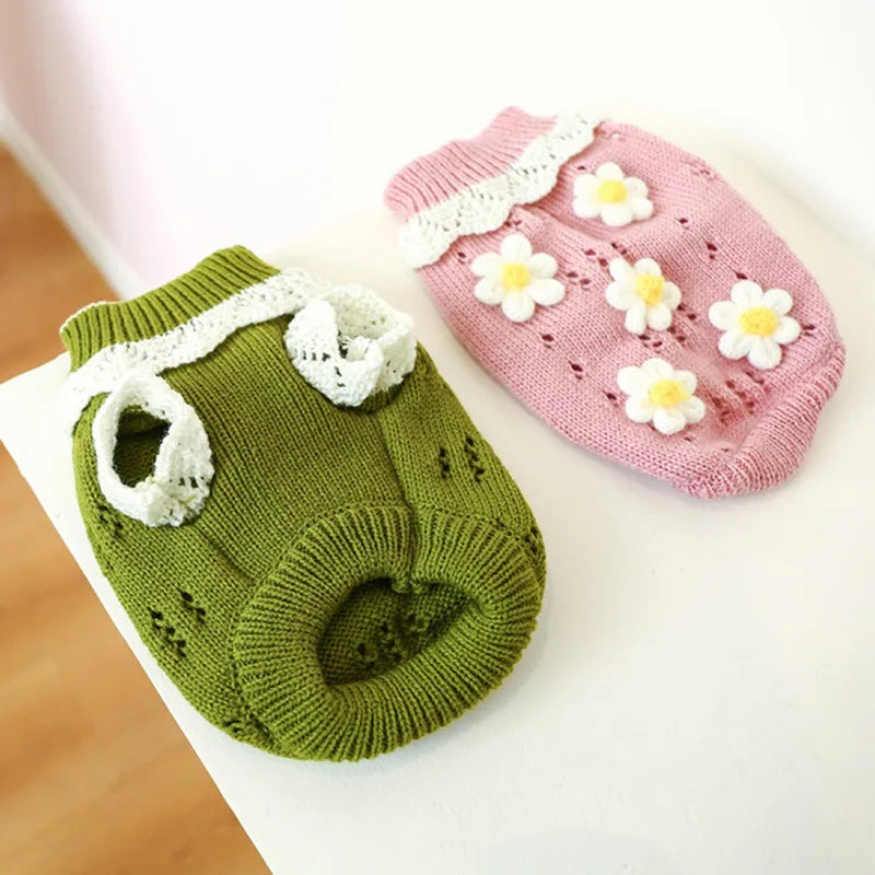 Pet Warm Sweater With Flowers