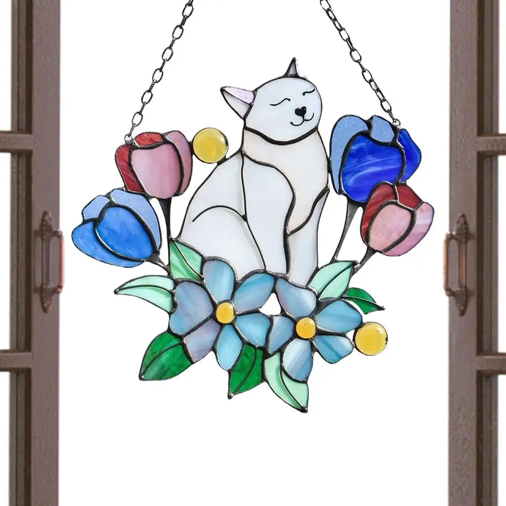 Hanging Cat On Flowers For Patio Decor by Love My Pet