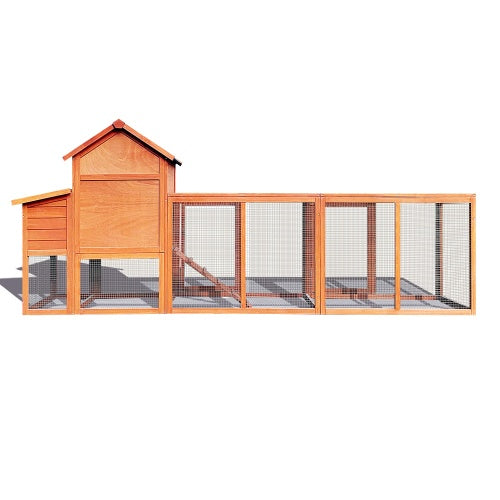 Large Wooden Chicken Enclosure, Outdoor Chicken Coop with Nest Box