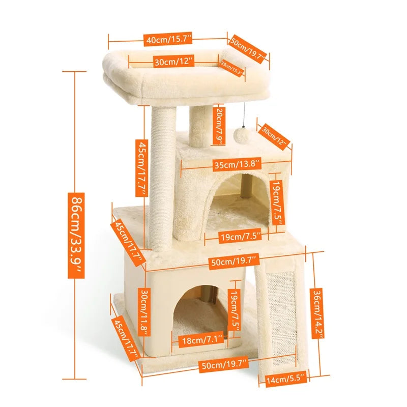 Cat Tree House with Hanging Ball Cat Condos by Love My Pet
