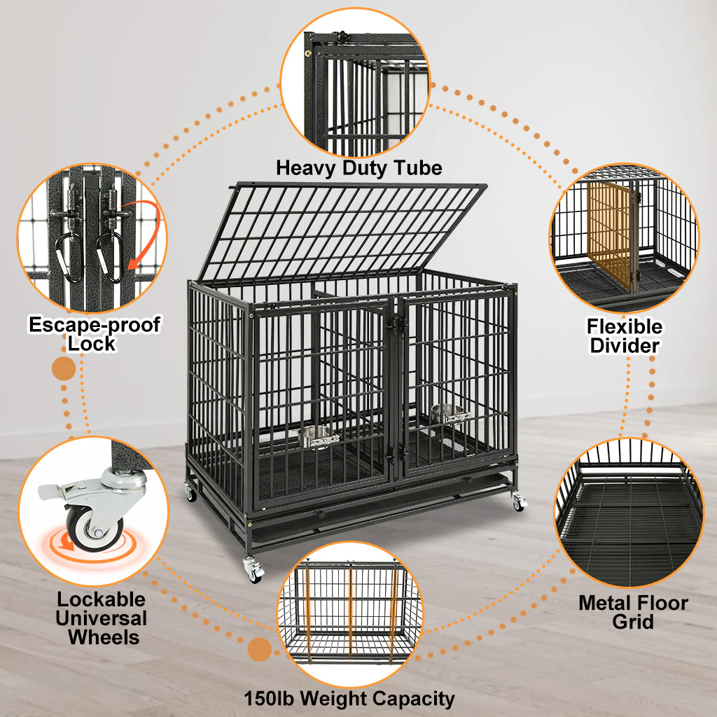 42" Stackable Dog Crate 43T+WHLP02 by Homey Pet Official
