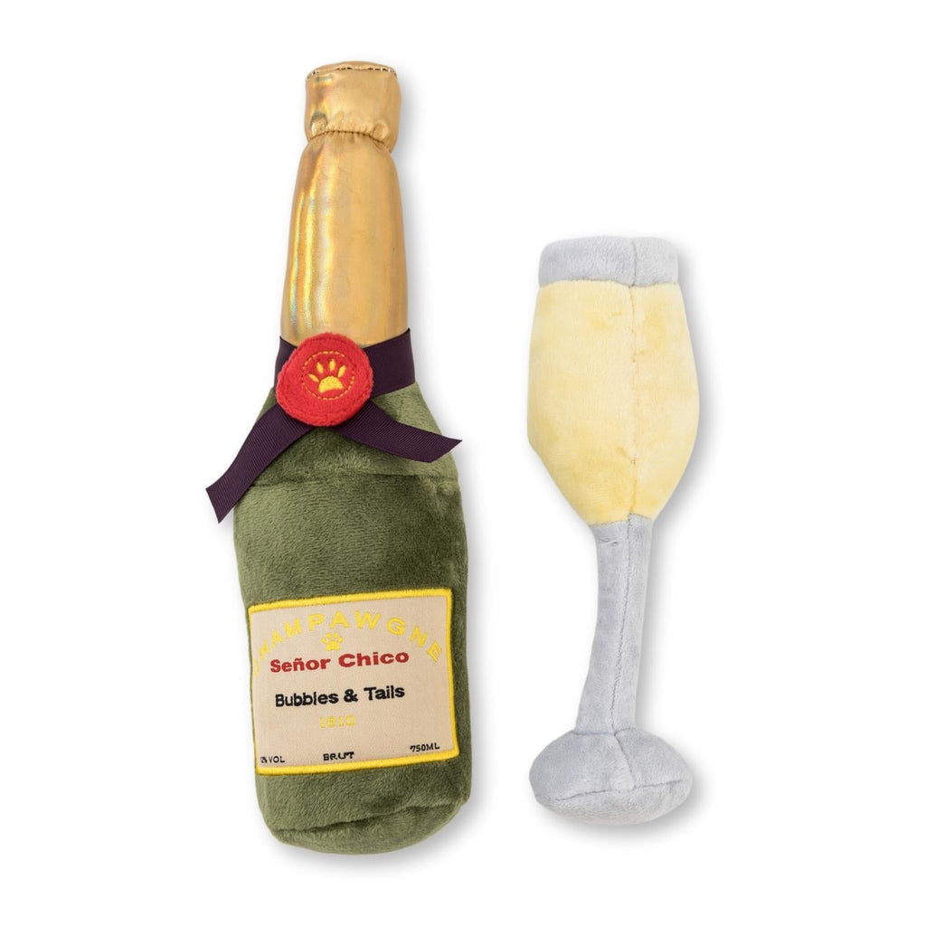 Champawgne-Cheers Plush Dog Toy Gift Set – with Squeaker & Crinkle Paper by American Pet Supplies